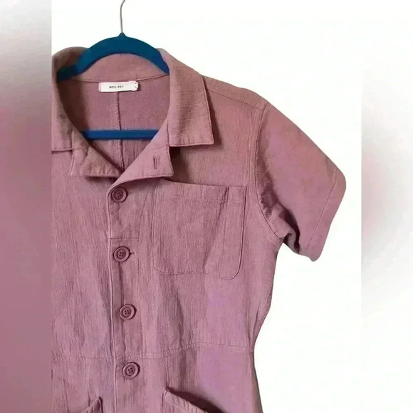 Mod Ref Utility Cotton Romper Mauve Pink - Picture 2 of 10